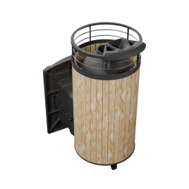 Печь банная Атмосфера XL Окаменевшее дерево ламель + сетка, с газовой горелкой