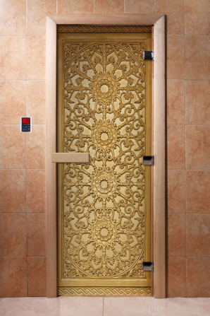 Стеклянные двери DoorWood с фотопечатью А021, коробка ольха